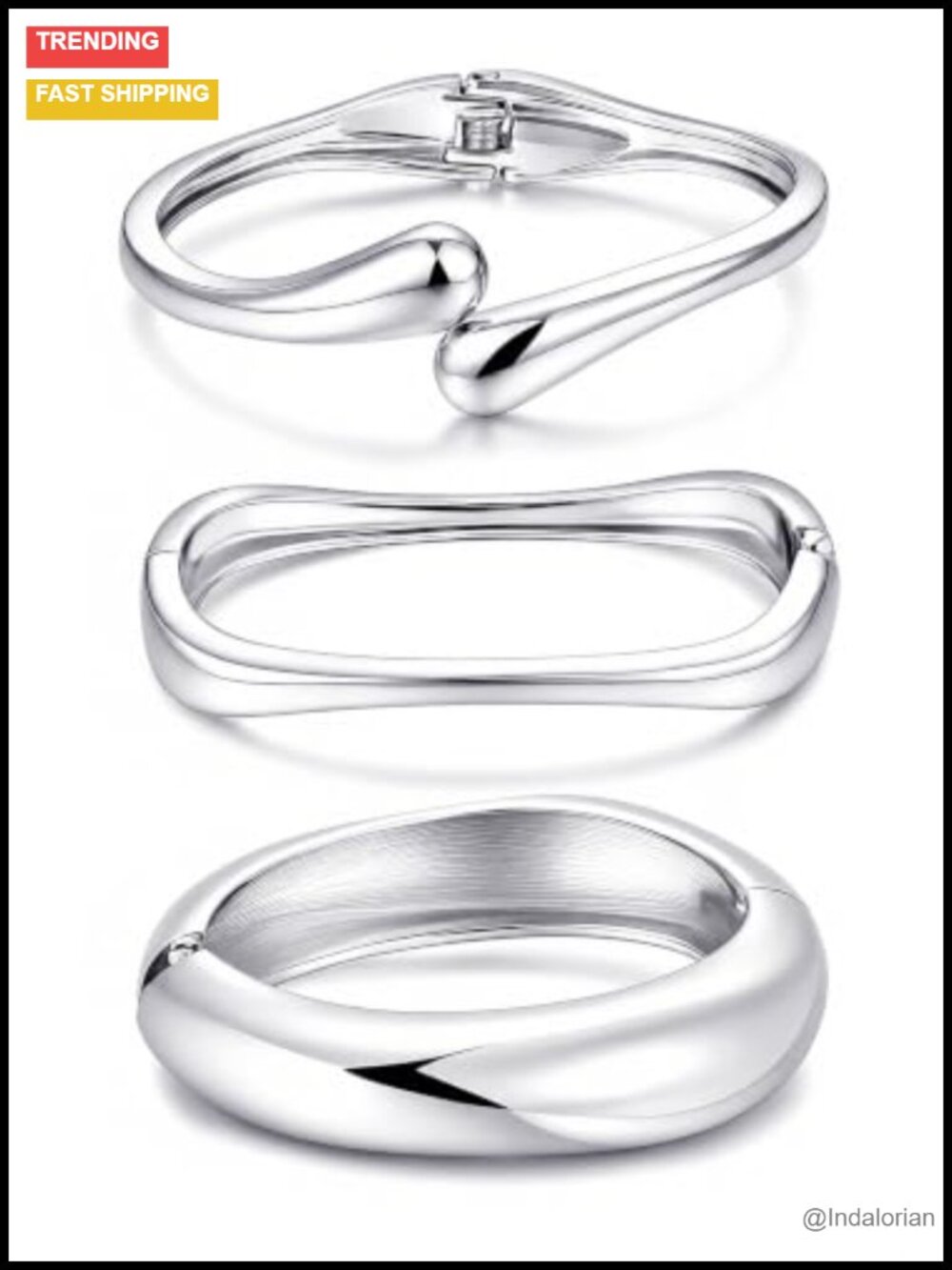 Chunky 14k Gold Plated Bangle Bracelets Stackable Cuff Set